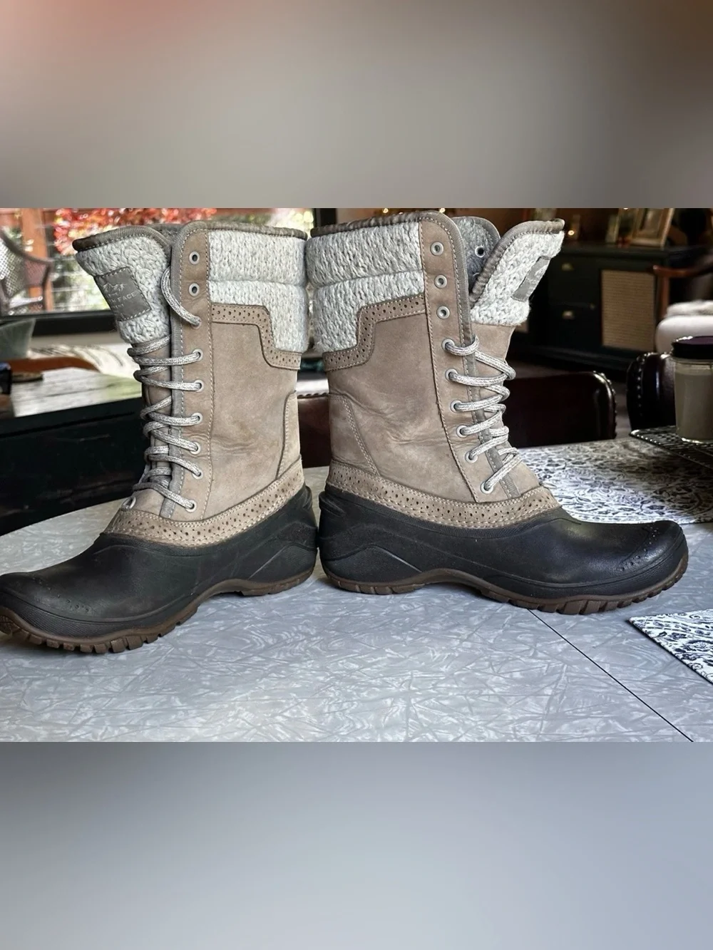 The North Face Shellista Lace Luxe Boots Womens 8 Waterproof Winter Snow Taupe